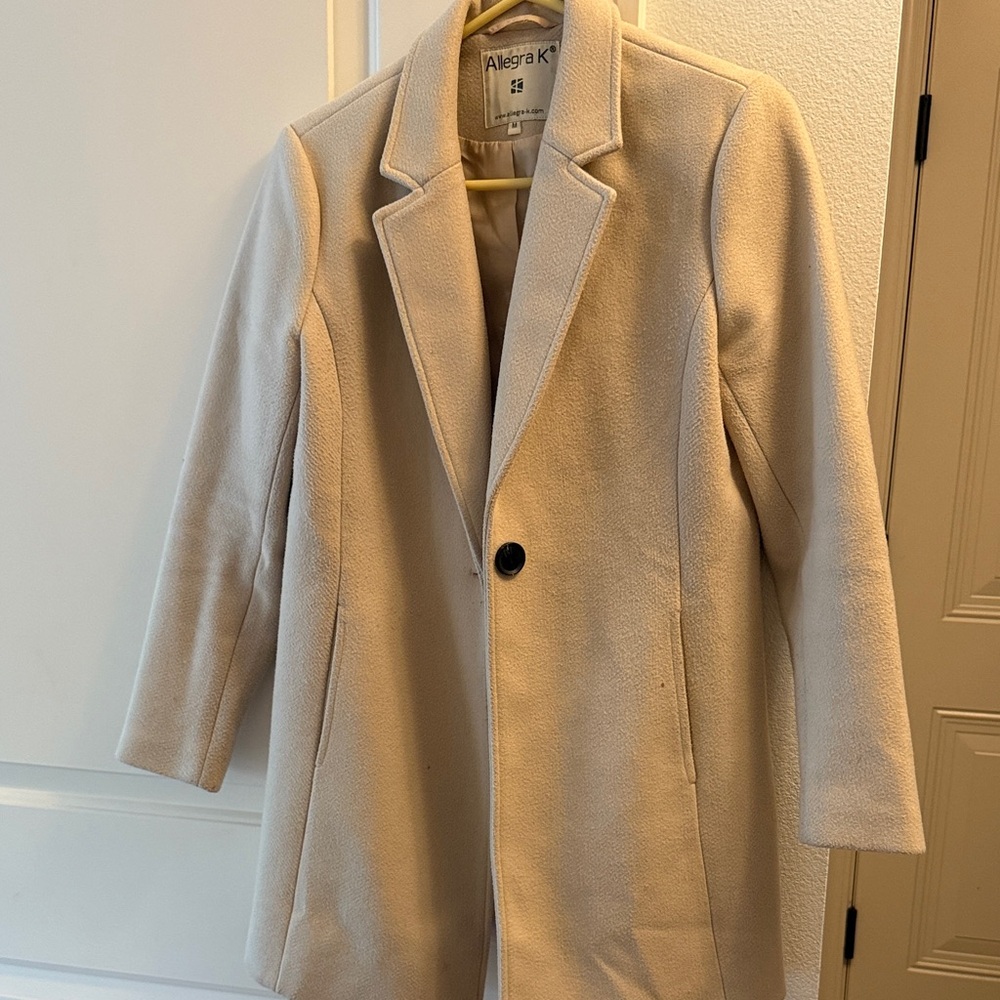 Allegra K Beige Single-Button Blazer